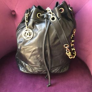 Chanel Vintage CC Drawstring Bucket Bag